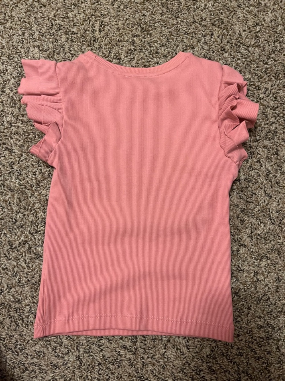 Pink Ruffle Sleeve Ribbed Tee - Picture 2 of 3
